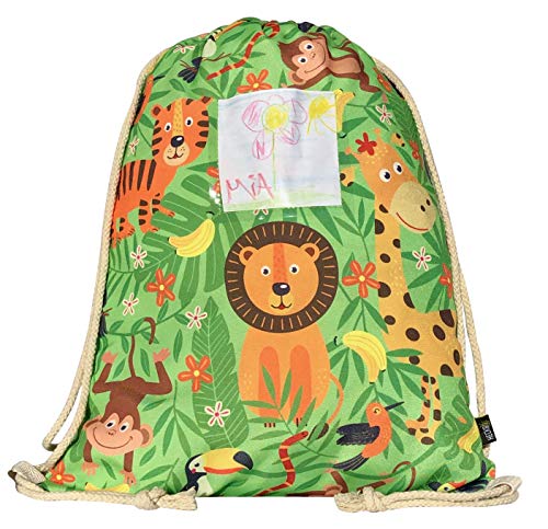 Mochila HECKBO® para niñas y niños con Dibujos de la Jungla, Incluye una Solapa para Meter Fotos y Dibujos - Selva - se Puede Lavar a máquina - 40 x 32 cm - Apta para el jardín de Infancia Mochila HECKBO® para niñas y niños con Dibujos de la Jungla, Incluye una Solapa para Meter Fotos y Dibujos - Selva - se Puede Lavar a máquina - 40 x 32 cm - Apta para el jardín de Infancia