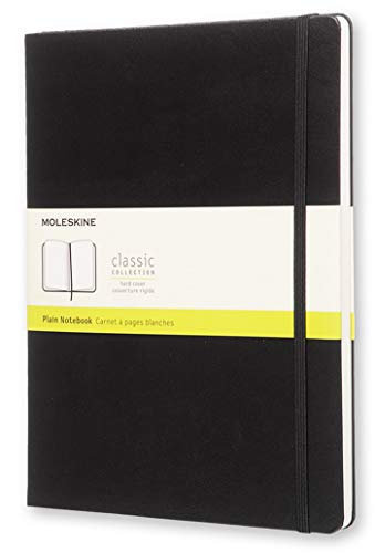 Moleskine - Cuaderno Clásico con Hojas Lisas, Tapa Dura y Cierre Elástico, Color Negro, Tamaño Extra Grande 19 x 25 cm, 240 Hojas