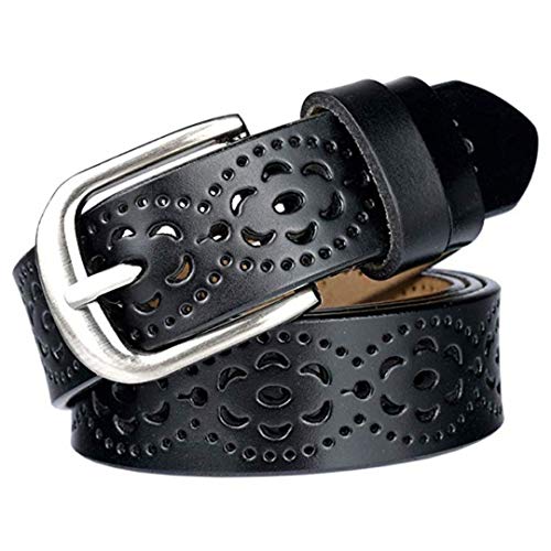 MRACSIY Mujeres Hebilla De Pasador Cinturón Antigüedad Casual cinturón de cuero (Negro 02) MRACSIY Mujeres Hebilla De Pasador Cinturón Antigüedad Casual cinturón de cuero (Negro 02)
