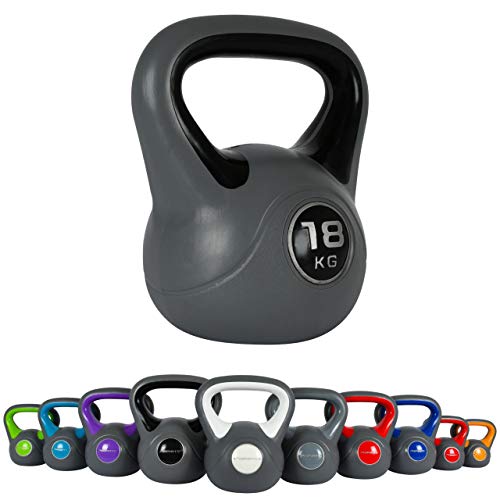 MSPORTS Pesa rusa de 2 a 20 kg, incluye póster con ejercicios, 18 kg, color negro