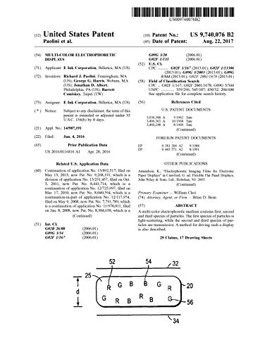 Multi-color electrophoretic displays: United States Patent 9740076 (English Edition)
