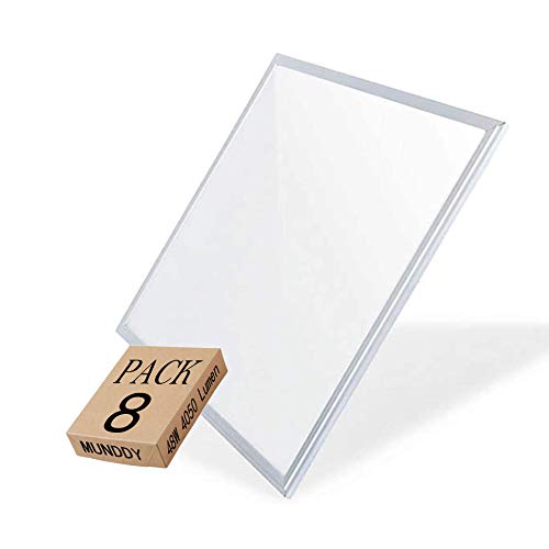 MUNDDY - Pack 8 Panel LED 60 x 60 cm, 48W, 4050 lumenes Reales certificados. Driver incluido 595 x 595 x 33 mm [Clase de eficiencia energética A++] (Blanco 6000K, Pack de 8 uds)