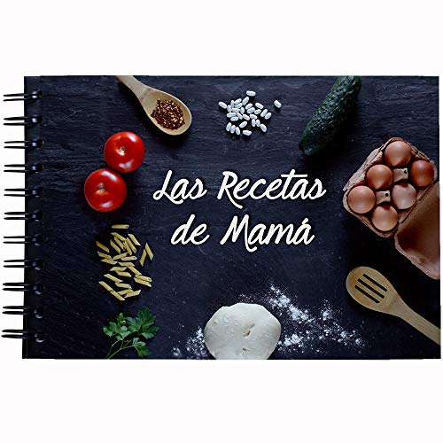 My Berry Own - Libro Las Recetas de Mamá Negro, Recetario A5, 100 páginas de recetas en blanco, con separadores de categorías, español, regalo dia de la madre, para mama
