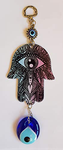 MYSTIC JEWELS Diseno casa bendicion Hamsa de la Mano de Fatima con Ojo Turco para energia Suerte y exito (Color1)