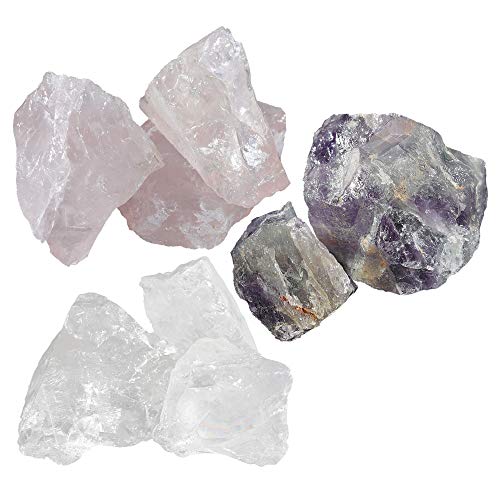 Navaris Piedras de agua naturales - Cristales de agua para energía positiva tranquilidad y armonía - Cuarzo rosa amatista y cristal de roca - 300g