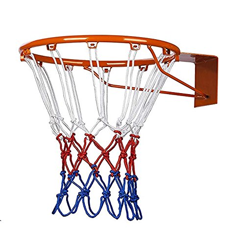 Ndier Canasta de baloncesto, anillo de red de nailon para baloncesto rojo, blanco y azul, 2 unidades
