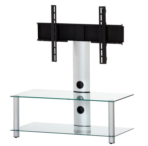 NEO+ 95-TG - Mueble de TV con soporte. 2 estantes y 95 cms de ancho. Vidrio transparente/Chasis gris. NEO+ 95-TG - Mueble de TV con soporte. 2 estantes y 95 cms de ancho. Vidrio transparente/Chasis gris.
