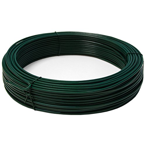 NIEDERBERG METALL rollo de Alambre recubierto de PVC 70 m de largo metal protegido por una envoltura de plástico verde | Diámetro Ø3,8mm | Verde