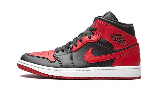 Nike - Zapatillas Air Jordan 1 Mid Banned, 554724 074, de color negro, rojo y blanco, para hombre, color, talla 43 EU