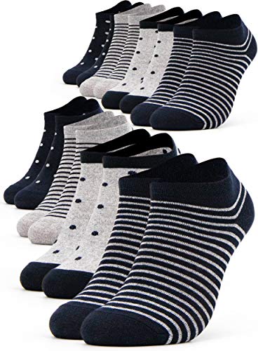 Occulto 8 pares de Calcetines para Mujer | Calcetines para Zapatos de Verano para Mujer | Calcetines cortos de Algodón para Mujer 35-38 Navy