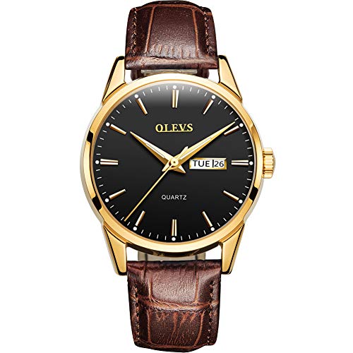 OLEVS - Reloj de pulsera para hombre, estilo informal, clásico, resistente al agua, color marrón