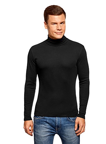 oodji Ultra Hombre Suéter de Cuello Alto Básico (Pack de 2), Negro, ES 46-48 / S