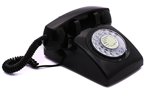 OPIS 60s Cable con Logo de Correos de Francia: Teléfono Estilo Retro/teléfono Vintage de los años Sesenta con Disco de marcar (Negro)