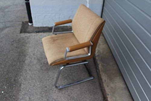 Original Vintage 70s Diseño Girsberger Eurochair Silla de Oficina Aluminio Coñac Años 70