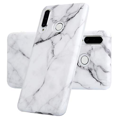 P30 Lite - Funda para teléfono móvil compatible con Huawei P30 Lite, de silicona mate, diseño de mármol, delgada, suave, fina, fina, suave, con tapa, color blanco y gris