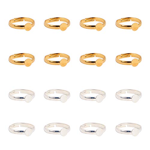 PandaHall 40pcs Anillas de Anillo Ajustable chapadas en Oro y Plata con Base Plana de 6 mm 20 Piezas de Oro y 20 Piezas de Plata PandaHall 40pcs Anillas de Anillo Ajustable chapadas en Oro y Plata con Base Plana de 6 mm 20 Piezas de Oro y 20 Piezas de Plata