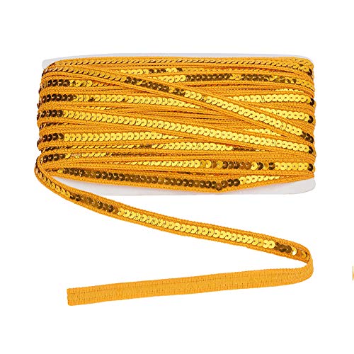 PandaHall Rollo de cinta de lentejuelas de 14 mm de ancho, redondo, 35 m de largo, para ropa, adorno artesanal (dorado)