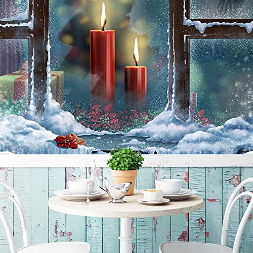 Papel de pared con diseño de vela de Navidad en 3D, 97 unidades, 33 x 219 cm (ancho x alto), diseño de papel pintado de AJ Wallpaper UK Carly (sin pegamento y extraíble), 312 x 219 cm (ancho x alto).