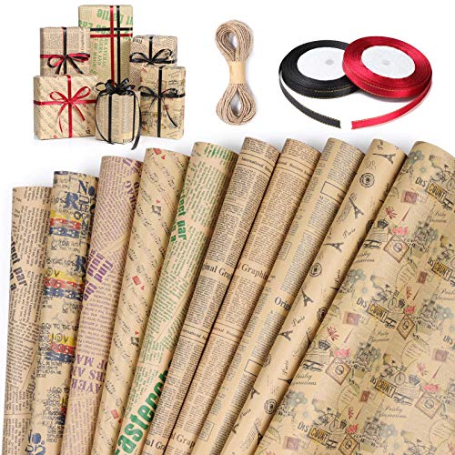 Papel de Regalo, GuKKK 10 Hojas Papel Para Envolver Regalos + 3 Rollo de Cinta, Niños Niñas Cumpleaños Papel Regalo, para Navidad, Cumpleaños, San Valentín, Día De Fiesta, Baby Shower(70 x 50cm) Papel de Regalo, GuKKK 10 Hojas Papel Para Envolver Regalos + 3 Rollo de Cinta, Niños Niñas Cumpleaños Papel Regalo, para Navidad, Cumpleaños, San Valentín, Día De Fiesta, Baby Shower(70 x 50cm)