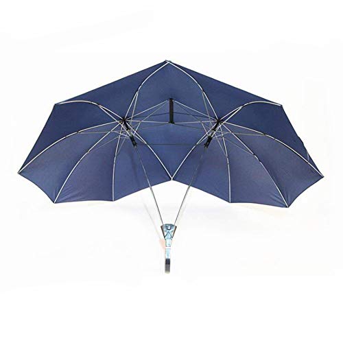Paraguas alto de doble tamaño, para dos personas, resistente al viento, extra grande, 16 varillas azul Color 2