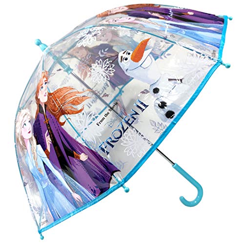 Paraguas Frozen 2 Ana y Elsa Paraguas Transparente Cúpula Infantil Paraguas Fibra de Vidrio Resistente Antiviento Paraguas Niña Niño 64cm