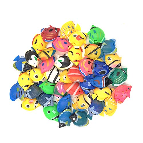 Peces de plástico,12 piezas Peces Mini Realistic Animales Marinos de Plástico Figuras de Peces Tropicales Plástico Artificial flotante peces Vinilo Ocean Sea Animal Figuras(Color aleatorio)