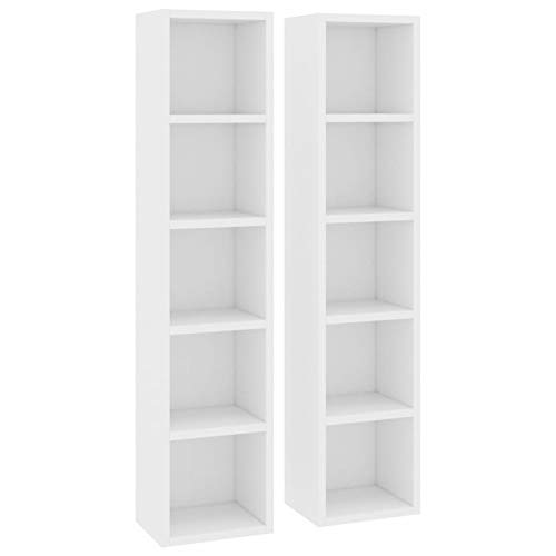 pedkit Estantería para CDs con 5 Compartimentos Soporte para CDs Estantería de Pared 2 Unidades Aglomerado Blanco 21x16x93,5 cm pedkit Estantería para CDs con 5 Compartimentos Soporte para CDs Estantería de Pared 2 Unidades Aglomerado Blanco 21x16x93,5 cm