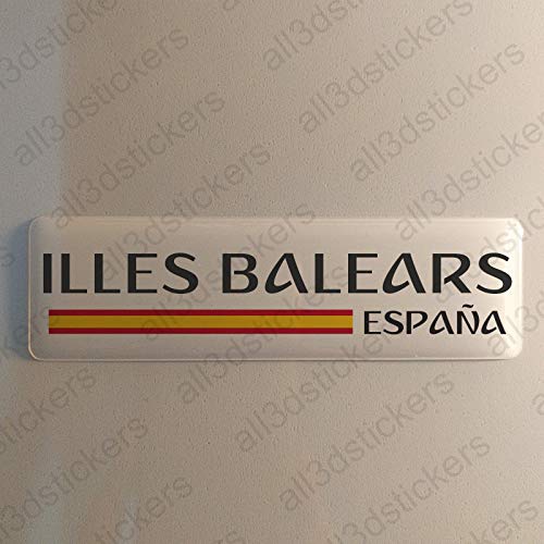 Pegatina Illes Balears Islas Baleares España Resina, Pegatina Relieve 3D Bandera Illes Balears Islas Baleares España 120x30mm Adhesivo Vinilo