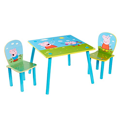 Peppa Pig Juego de 2 niños, Mesa de 43,5 cm de Profundidad, Dimensiones construidas (Aprox.) sillas de 52,5 cm de Alto x 29,5 cm de Ancho x 29 cm de Profundidad. Peppa Pig Juego de 2 niños, Mesa de 43,5 cm de Profundidad, Dimensiones construidas (Aprox.) sillas de 52,5 cm de Alto x 29,5 cm de Ancho x 29 cm de Profundidad.