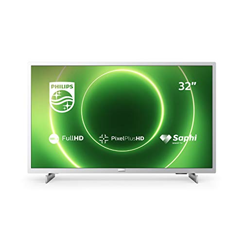 Philips 32PFS6855/12 Televisor de 32 Pulgadas (Fulll HD TV, Pixel Plus HD, Saphi Smart TV, Altavoces de Rango Completo, 3 x HDMI, 2 x USB, Óptimo para Gaming), Color Plata Claro (Modelo de 2020/2021)