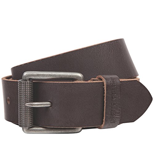 Pierre Cardin Cinturón de piel para hombre, cinturón de piel de vacuno, con cierre de rodillo, negro/marrón marrón 105 cm