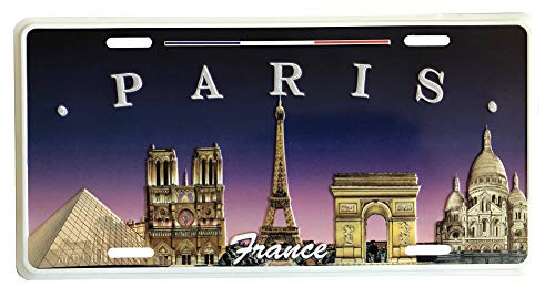 Placa Americaine París y sus monumentos – Material: aluminio – Dimensiones: 30 cm x 15 cm – diseño en Reliefs – equipée de 4 agujeros para fijación