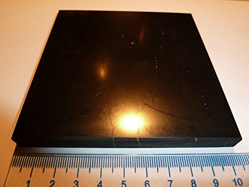 Placa de shungita, 10 x 10 cm, aprox. 250 g. Pulido, con certificado de autenticidad de la mina en Carelí.