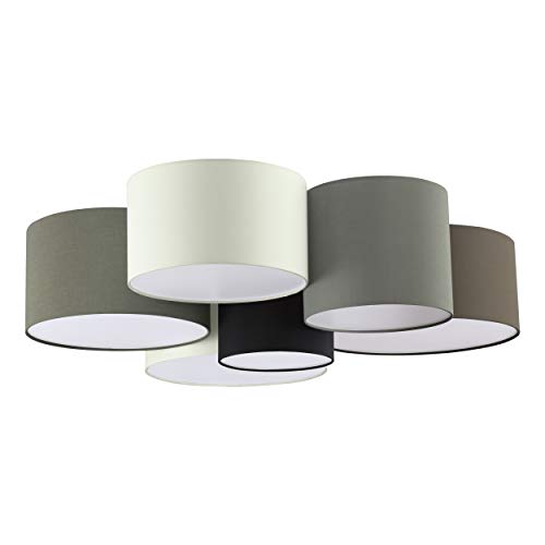 Plafón EGLO PASTORE, plafón textil con 6 bombillas, material: acero, textil, color: blanco, marrón, gris, negro, versión: E27