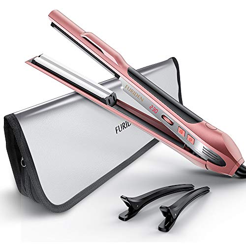 Plancha de vapor Furiden para rizar y alisar el pelo con placas de cerámica turmalina, voltaje doble, temperatura ajustable y alta temperatura en el salón 130-230 ℃, enchufe europeo Plancha de vapor Furiden para rizar y alisar el pelo con placas de cerámica turmalina, voltaje doble, temperatura ajustable y alta temperatura en el salón 130-230 ℃, enchufe europeo