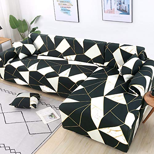 PPMP Funda de sofá geométrica Flexible para Sala de Estar Funda de sofá con Todo Incluido combinación de sofá Modular de Esquina en Forma de L A7 4 plazas