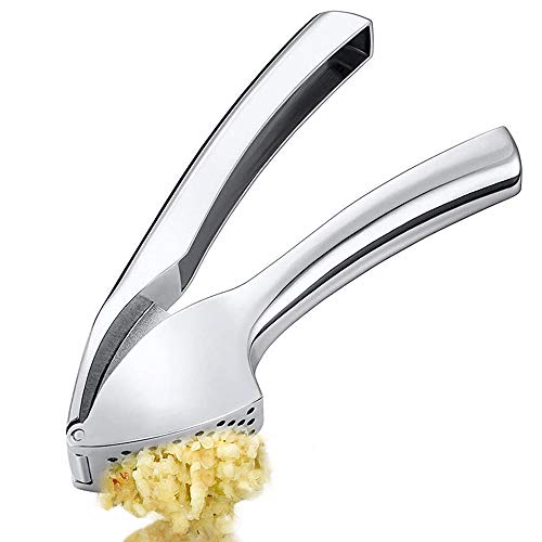Prensa de ajos de acero inoxidable,Prensa manual de ajos Trituradora de jengibre Cortador de ajo,con mango de acero inoxidable Fuerte y Resistente Prensa de ajos de acero inoxidable,Prensa manual de ajos Trituradora de jengibre Cortador de ajo,con mango de acero inoxidable Fuerte y Resistente
