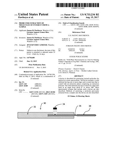 Probe for extraction of molecules of interest from a sample: United States Patent 9733234 (English Edition)