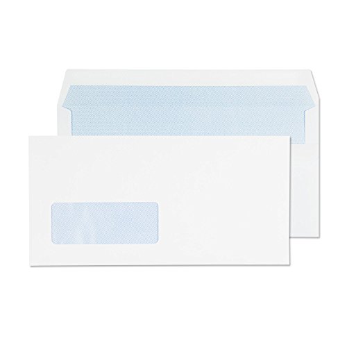 Purely Everyday - Sobre autoadhesivos con ventana (110 x 220 mm, 35 x 90 mm, 1000 unidades), color blanco