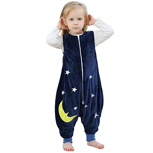 Puzzlos - Saco de dormir de franela con pies para niños y niñas turquesa 5-7 años