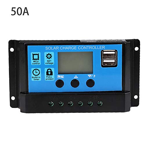 Qii lu 60A / 50A / 40A / 30A / 20A / 10A 12V 24V Controlador PWM, Controlador de carga solar automático(50A)