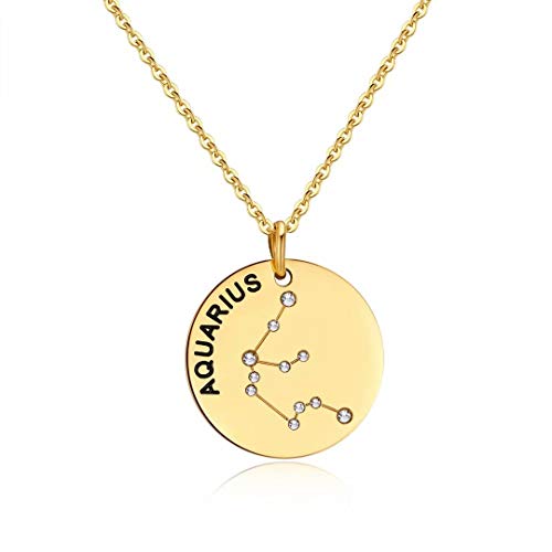 Qings Collar de Asiento Horizontal Dorado Constelación Zodiaco Collar de Moda Regalo de Joyería para Novia Qings Collar de Asiento Horizontal Dorado Constelación Zodiaco Collar de Moda Regalo de Joyería para Novia
