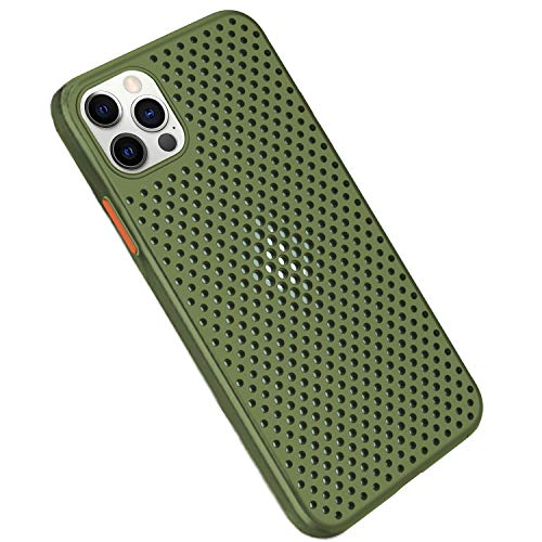 Rdyi6ba8 Funda para iPhone 12 Pro Max, ultra fina y suave, de silicona TPU, transpirable, disipación del calor, diseño de malla, resistente a los golpes, para iPhone 12 Pro Max (verde hierba)