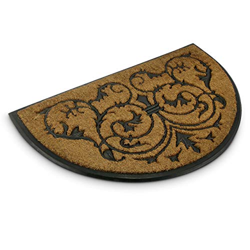 Relaxdays – Felpudo semicircular con Adornos Florales para la Entrada de su hogar Hecho de Fibras de Coco y PVC con Medidas 100 x 60 cm Antideslizante Elemento Decorativo, Color Natural Relaxdays – Felpudo semicircular con Adornos Florales para la Entrada de su hogar Hecho de Fibras de Coco y PVC con Medidas 100 x 60 cm Antideslizante Elemento Decorativo, Color Natural