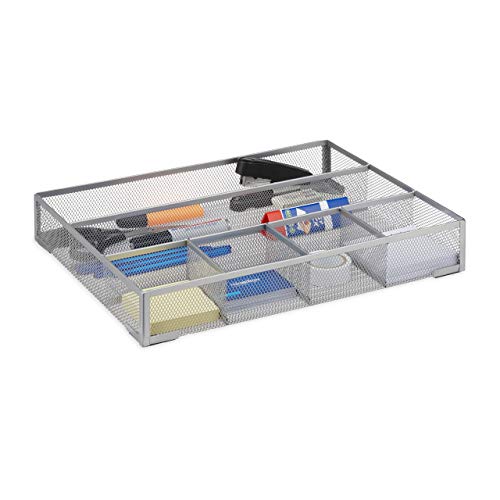 Relaxdays Organizador de Escritorio con 6 Compartimentos, Metal, Plateado, 30x38x6 cm Relaxdays Organizador de Escritorio con 6 Compartimentos, Metal, Plateado, 30x38x6 cm