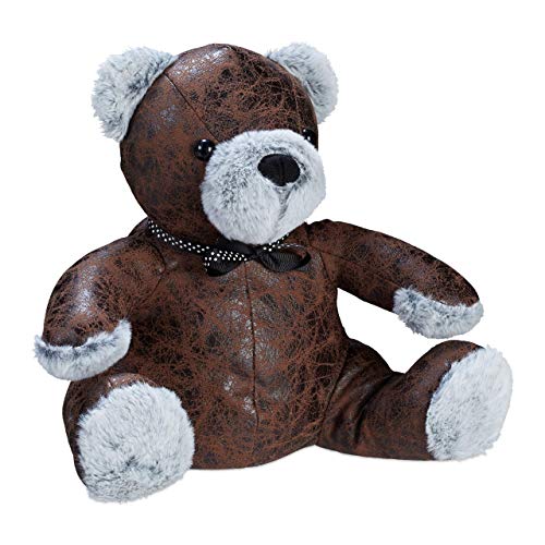 Relaxdays Tope Puerta con Forma de Oso, Decorativo, Cuero Sintético y Poliéster, 28 x 29 x 23 cm, Marrón y Gris Relaxdays Tope Puerta con Forma de Oso, Decorativo, Cuero Sintético y Poliéster, 28 x 29 x 23 cm, Marrón y Gris