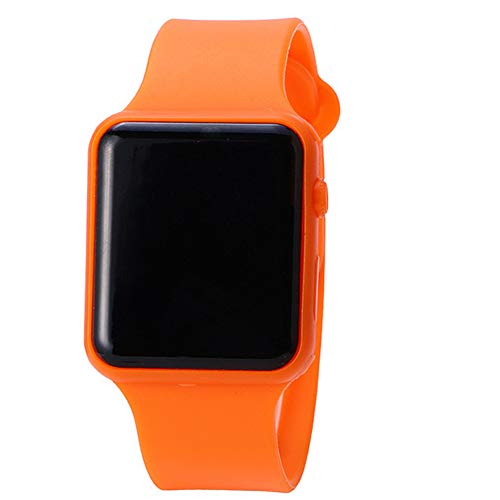 Reloj de pulsera para estudiantes, correa de silicona, reloj deportivo, pantalla LED, reloj de pulsera deportivo, informal, reloj de pulsera para niños y niñas, color naranja (batería incluida)