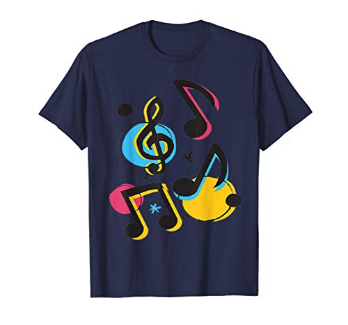 Retro Notas Musicales De Colores Diseño Para Músicos Camiseta