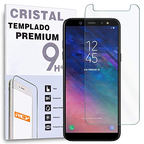 REY Protector de Pantalla para Samsung Galaxy A6 2018, Cristal Vidrio Templado Premium REY Protector de Pantalla para Samsung Galaxy A6 2018, Cristal Vidrio Templado Premium