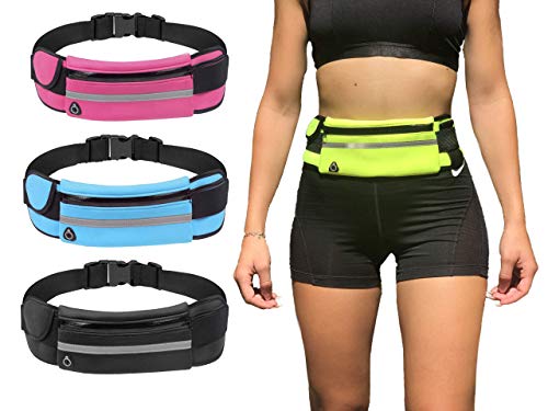 Riñonera Deportiva Hombre Cinturón Running Mujer Impermeable Unisex Tiras Reflectantes y Correa Ajustable Vale para iPhone 12/12Pro/12ProMax/XR/XS/X/8 Samsung S20/10/S9/S8